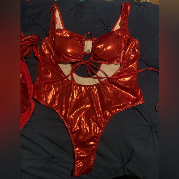 unbranded Other - Vibrant Red Metallic One-Piece Swimsuit